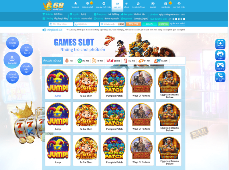 Slot game ấn tượng tại vb68